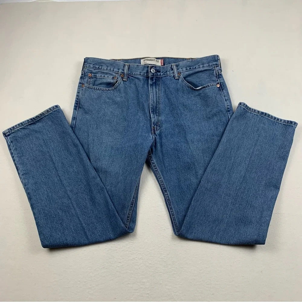 Levi's Jeans Mens 38x30 505 Straight Fit High Rise Medium Wash Cotton Denim Blue